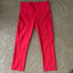 Lululemon Pink Fast and Free Crop II 19”